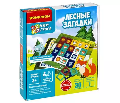 Bondibon Настольная логическая игра-головоломка для малышей Лесные загадки