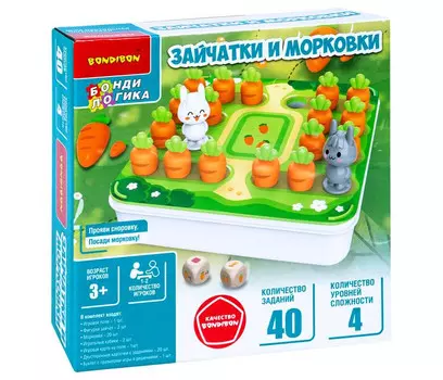 Bondibon Настольная логическая игра-головоломка Зайчатки и Морковки
