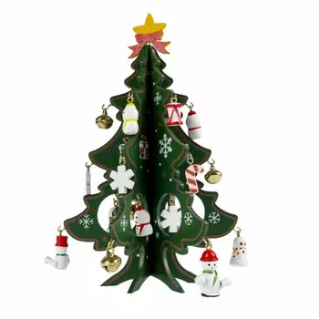 Bondibon Новогодний набор Деревянная ёлочка 3D с игрушками 17.5 см