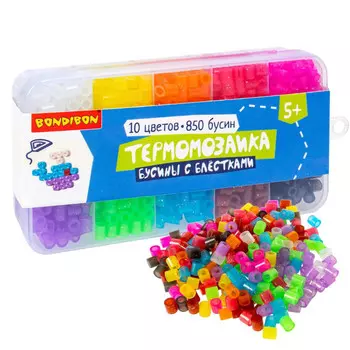 Bondibon Термомозаика 850 дополнительных бусин с блестками (10 цветов)