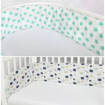 Бортик в кроватку AmaroBaby двухсторонний Космос (4 подушки)