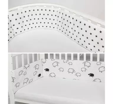 Бортик в кроватку AmaroBaby двухсторонний Овечки (4 подушки)