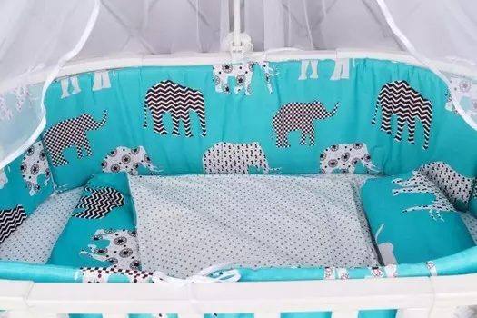 Бортик в кроватку AmaroBaby Слоники на молнии