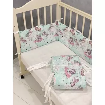 Бортик в кроватку Соника бампер Единорожки (2 предмета)