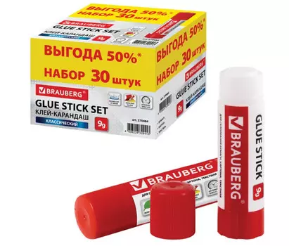 Brauberg Клей-карандаш 9 г x 30 шт.