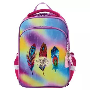 Brauberg Ранец Quadro 3 отделения с брелком Plumage 37х28х18 см