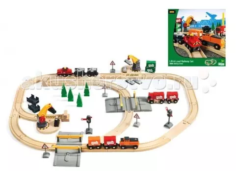 Brio Подарочный набор с Подъемниками, Переездами, Грузами и поездом на батарейках