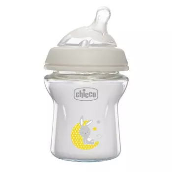 Бутылочка Chicco Natural Feeling стеклянная 150 мл силиконовая соска 0м+
