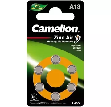 Camelion Батарейка для слуховых аппаратов Mercury Free ZA13 BL-6
