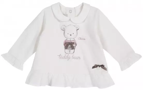 Chicco Лонгслив для девочки Мишка с бантиком