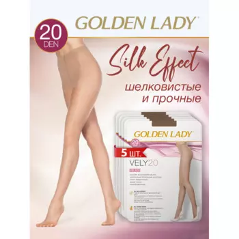 Colden Lady Колготки женские тонкие с эффектом шелка и усиленными шортиками Vely 20 den 5 шт.