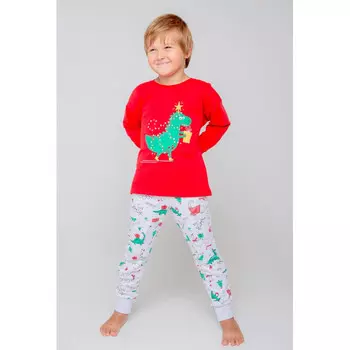 Crockid Пижама для мальчика Новогодние динозавры