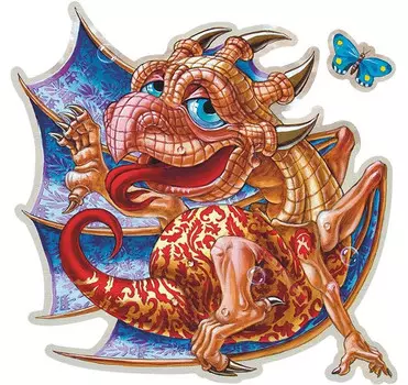 Davici Деревянный пазл Дракон и бабочка