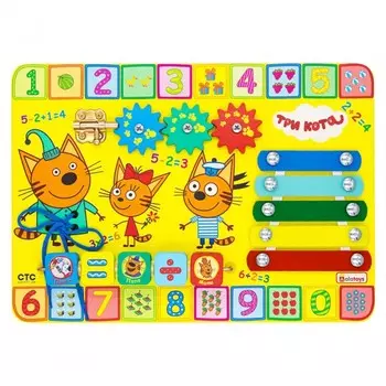 Деревянная игрушка Alatoys Бизиборд Учим цифры Три кота