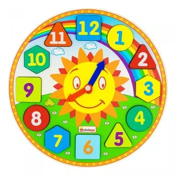 Деревянная игрушка Alatoys Часики Солнышко (12 деталей)