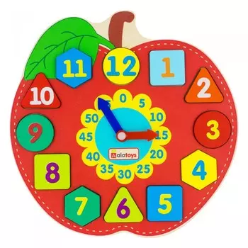 Деревянная игрушка Alatoys Часики Яблоко (12 деталей)