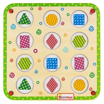 Деревянная игрушка Alatoys Игра Мемори 18х18 см (12 ячеек)
