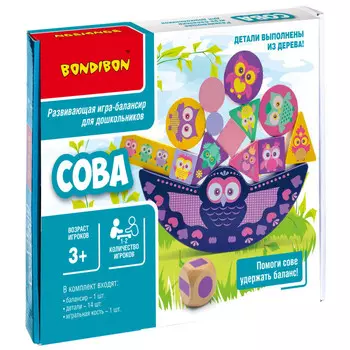Деревянная игрушка Bondibon БондиЛогика Балансир Сова