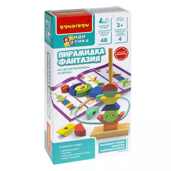 Деревянная игрушка Bondibon БондиЛогика Пирамидка Фантазия
