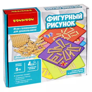 Деревянная игрушка Bondibon игра-головоломка БондиЛогика Фигурный рисунок