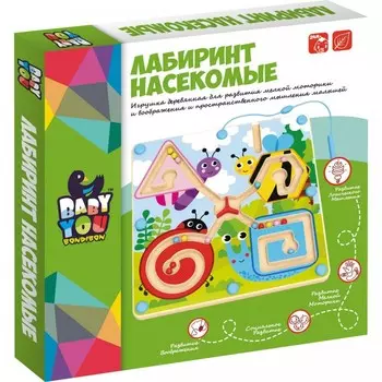 Деревянная игрушка Bondibon игра лабиринт с магнитными шариками Насекомые
