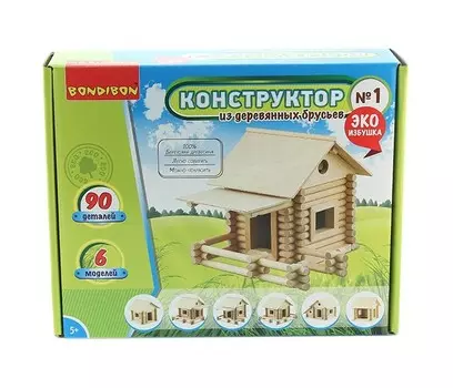 Деревянная игрушка Bondibon из деревянных брусьев №1 Bох (90 деталей)
