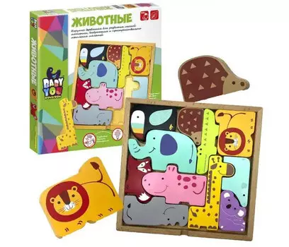 Деревянная игрушка Bondibon Пазл Животные ВВ5383