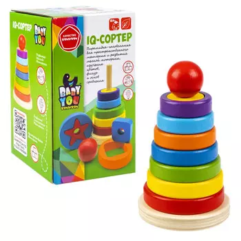 Деревянная игрушка Bondibon Пирамидка-головоломка IQ-Сортер