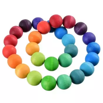 Деревянная игрушка Букарашка Бусы Капли Радуги большие