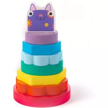 Деревянная игрушка Деревяшки Пирамидка Кошечка Мяу