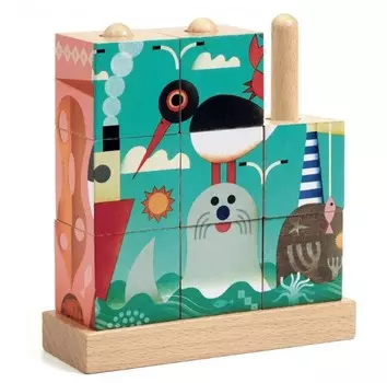 Деревянная игрушка Djeco Кубики пазл В море