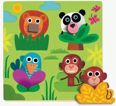 Деревянная игрушка Djeco Рамка-вкладыш Джунгланимо