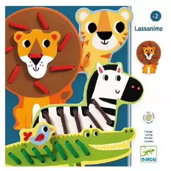 Деревянная игрушка Djeco Шнуровка Дикие животные