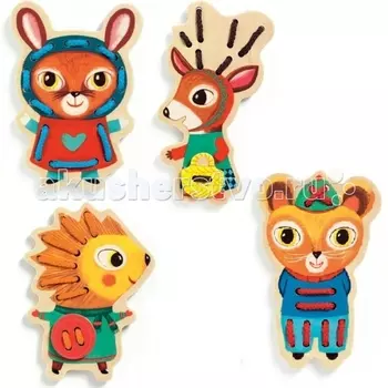 Деревянная игрушка Djeco Шнуровка Животные 01694
