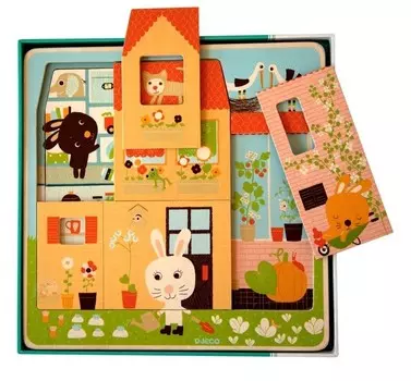 Деревянная игрушка Djeco Трехслойный пазл Дом зайцев