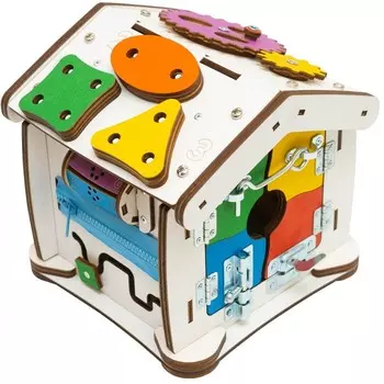 Деревянная игрушка Evotoys Бизиборд домик Знайка Семицвет Кроха