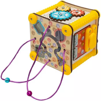 Деревянная игрушка Evotoys Бизиборд Кубик развивающий дорожный Лабиринт