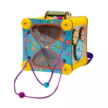 Деревянная игрушка Evotoys Бизиборд Кубик развивающий дорожный Песочные часы