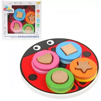 Деревянная игрушка Фабрика фантазий Пазл Божья коровка