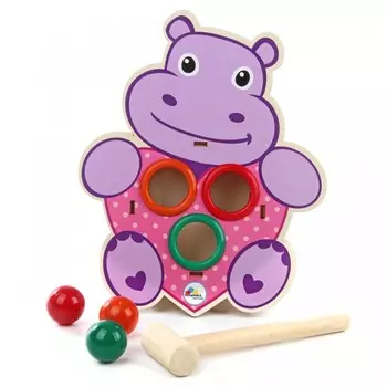 Деревянная игрушка Фабрика фантазий Стучалка цветная Бегемотик