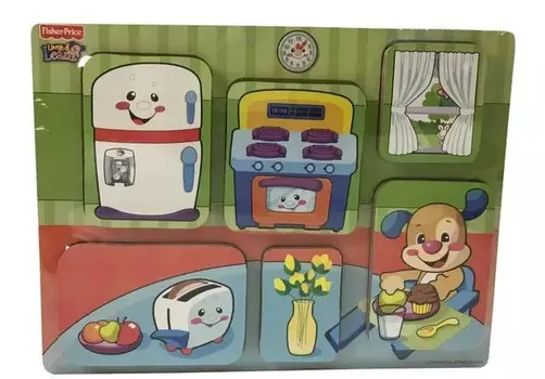 Деревянная игрушка Fisher Price Пазл Приключения щенка на кухне (6 элементов)