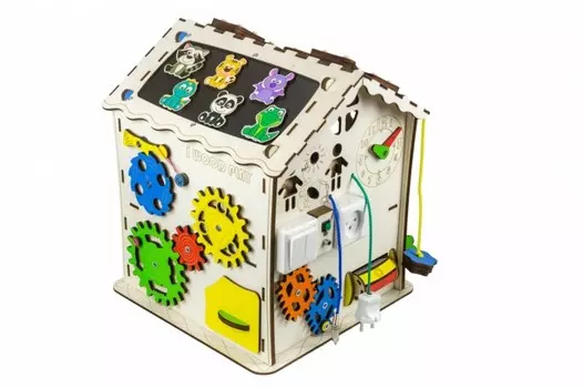 Деревянная игрушка Iwoodplay Бизиборд Дом 30х30х40 см