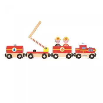 Деревянная игрушка Janod Поезд на магнитах Пожарные с фигурками