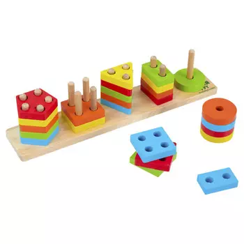 Деревянная игрушка Кузя Тут Монтессори Пирамидка логика