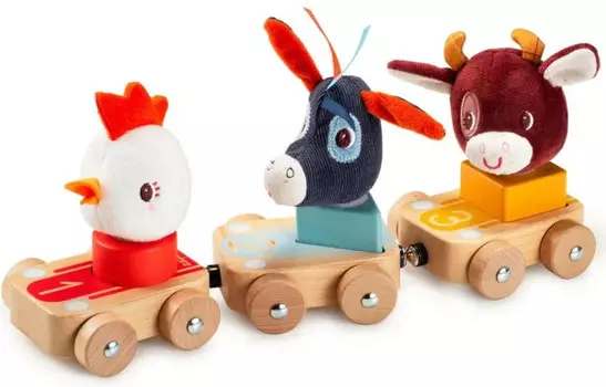 Деревянная игрушка Lilliputiens Поезд на магнитах Ферма Счет 1-2-3