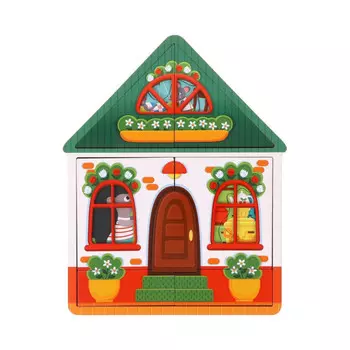 Деревянная игрушка Mapacha Пазл многослойный Домик Ежа