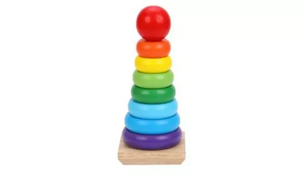 Деревянная игрушка Mapacha Пирамидка Радуга большая