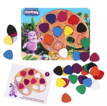 Деревянная игрушка Mapacha Вкладыши Лунтик Собери палитру