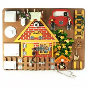 Деревянная игрушка Нескучные Игры Бизиборд Развивающая доска №3 Загородный дом 36х49 см