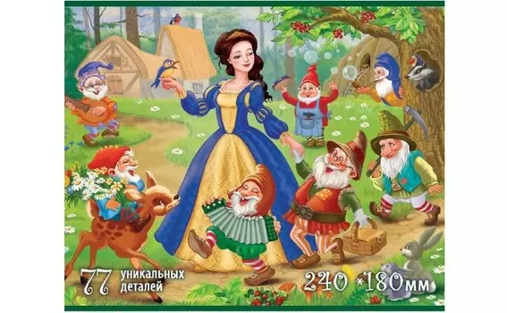 Деревянная игрушка Нескучные Игры Фигурный пазл Страна сказок - Белоснежка (77 деталей)